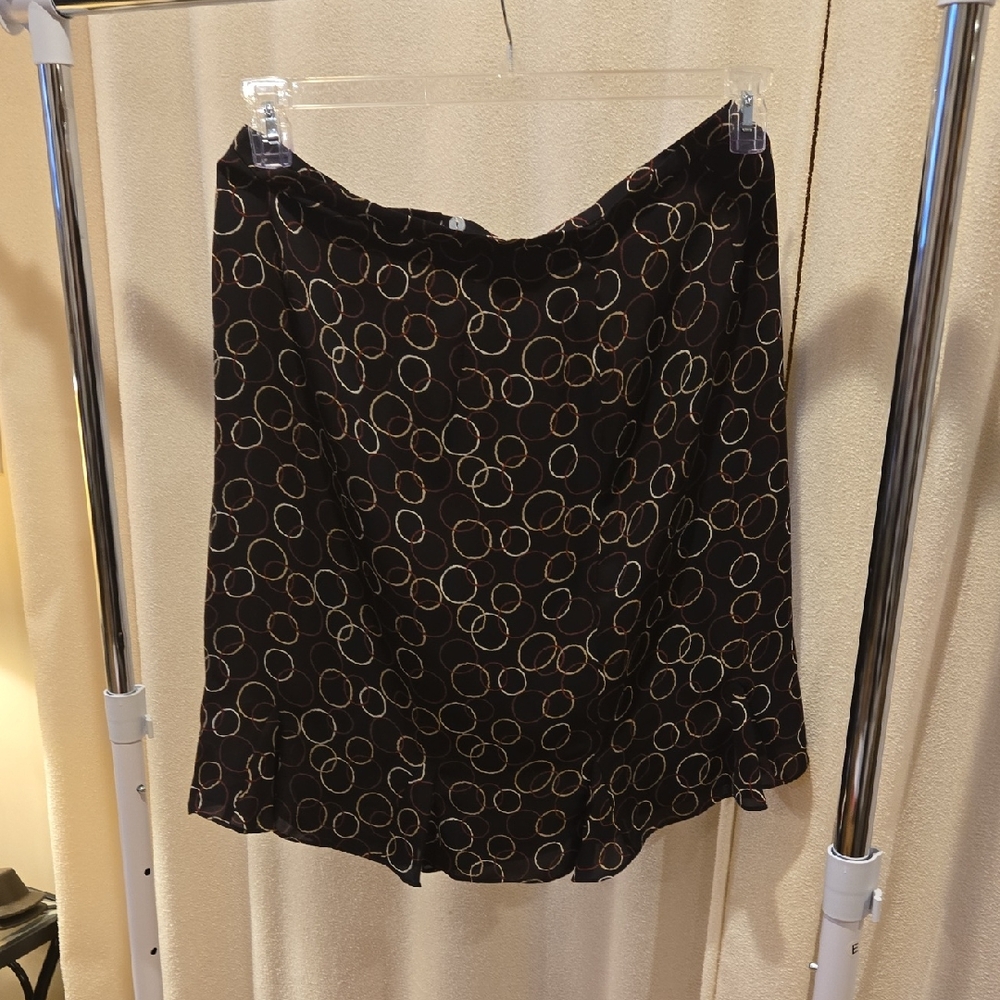 Talbots Black Skirt with Gold Circle Design